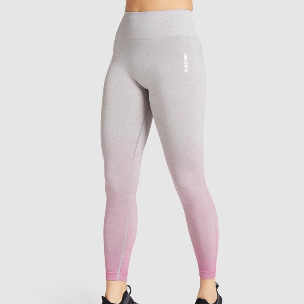 Gymshark Adapt Ombre Seamless Leggings - Light Grey Marl/Pink  - Medium